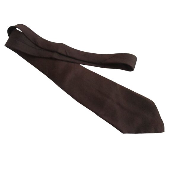 Vintage Silk Neck Tie 3” 56" Brown The Denver - Picture 2 of 4